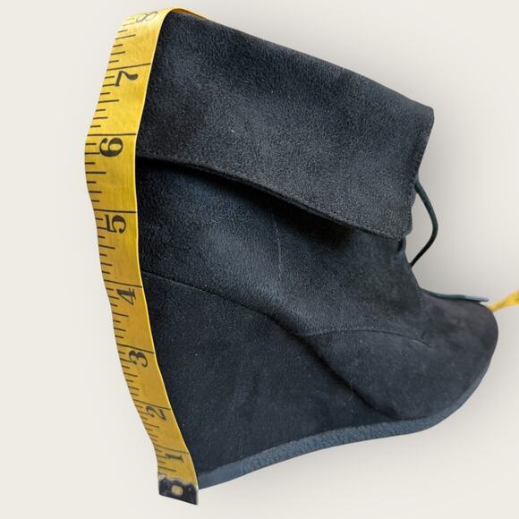 Mossimo Supply Co. Women 8 Black Ankle Bootie Faux Suede Fold Desert High Wedge - Picture 11 of 11